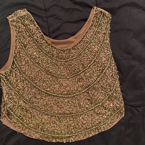 Beaded Gold & Bronze Crop Top shirt